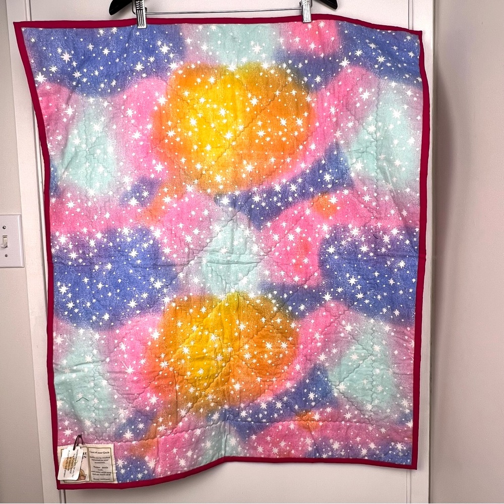 Handmade Quilted Crib Blanket NWT 36” x 30” Multicolor Baby - Picture 2 of 8